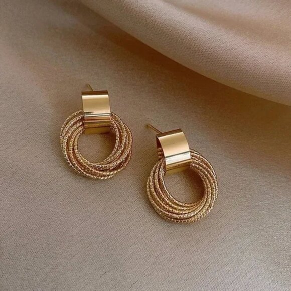 14K Gold Filled Layered Loop Earrings - Picture 2 of 4